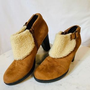Naturalizer Cuffed Fur Suede Platform Booties